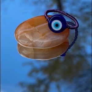 custom tarnish free wire wrapped evil eye ring